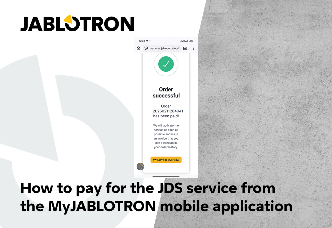 How to pay for the JDS service from the MyJABLOTRON mobile application