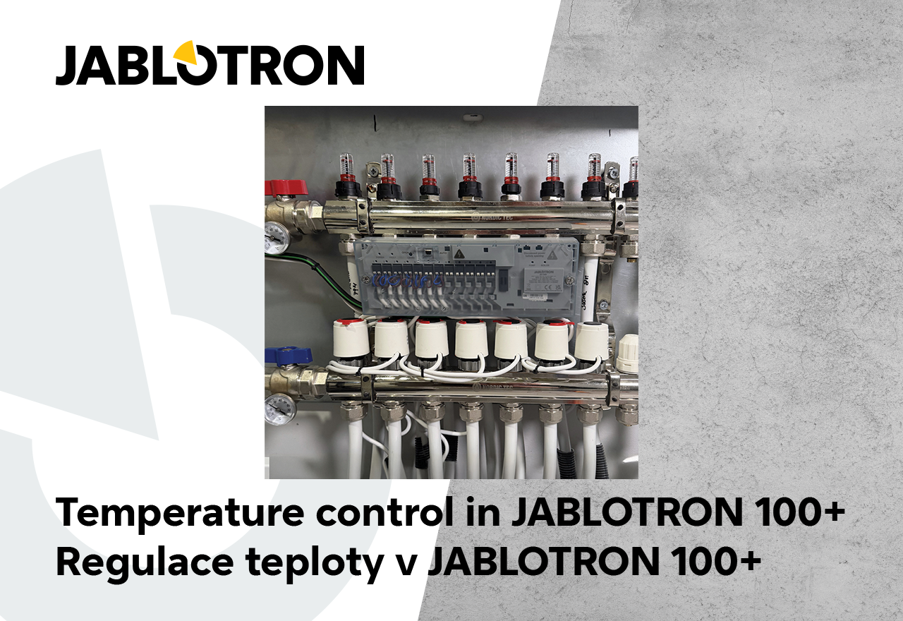 How does temperature control work in JABLOTRON 100+?